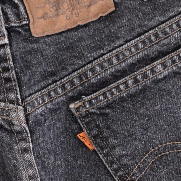 Vintage Levis 619 Black Stone Wash Straight Leg Denim Orange Tag Jeans 36/32 - Picture 4 of 14